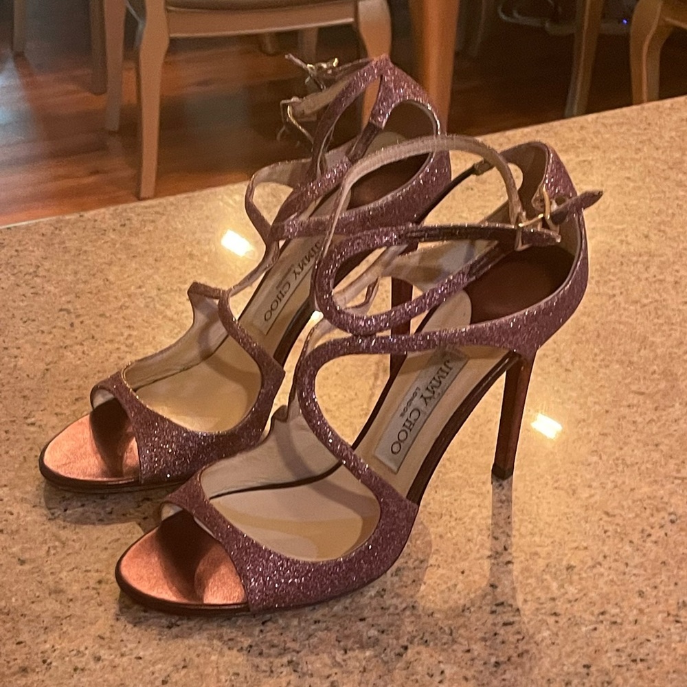 Jimmy Choo Purple glitter stiletto herls